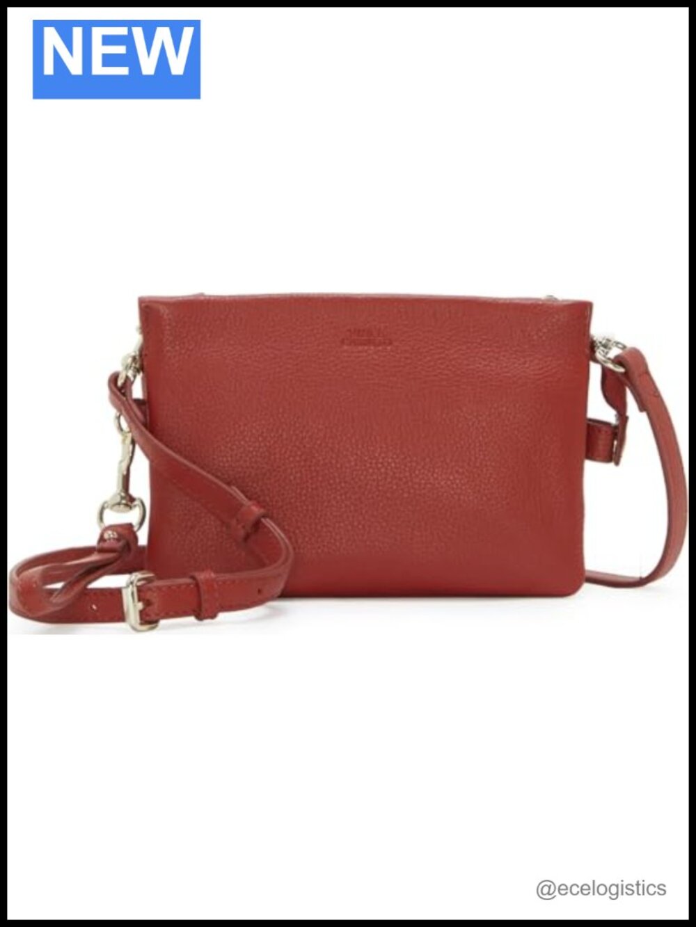 Vince Camuto Cami Leather Crossbody Sling Bag Gold Hardware Woven Lining